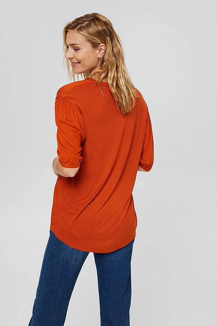 Blouse top with LENZING™ ECOVERO™, TERRACOTTA, detail image number 3
