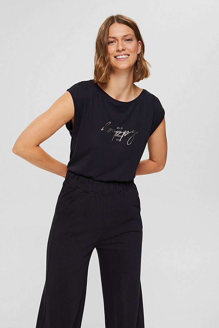 Statement top made of TENCEL™/organic cotton, BLACK, overview
