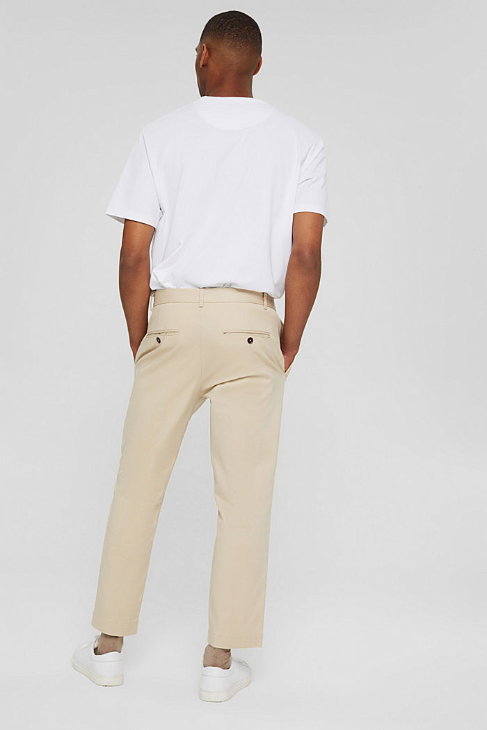 Cropped trousers in stretch cotton, BEIGE, detail image number 3