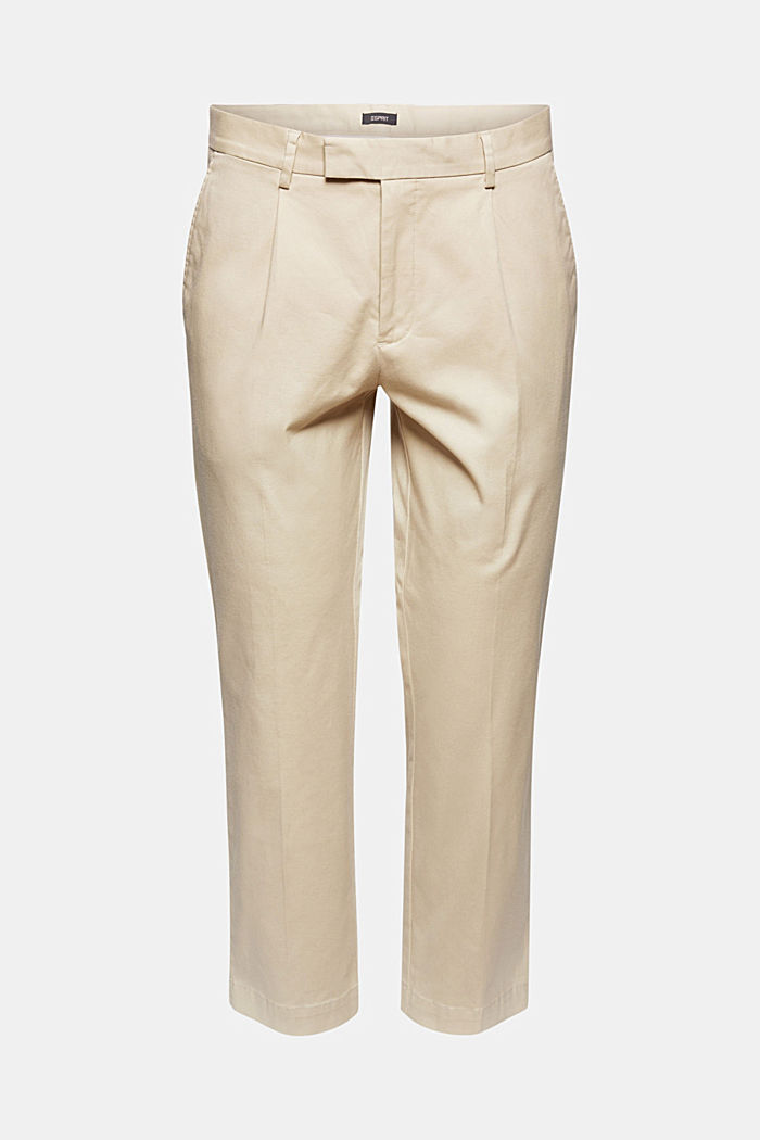 Cropped trousers in stretch cotton, BEIGE, detail image number 7