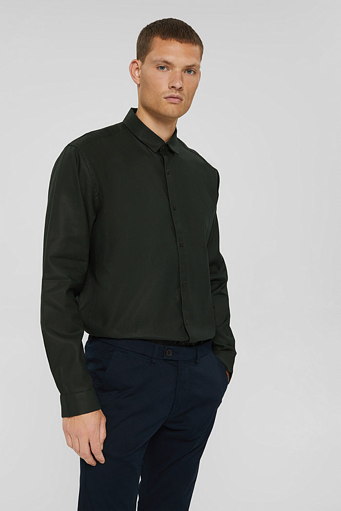 Camisa en TENCEL™ y algodón, DARK KHAKI, detail image number 0