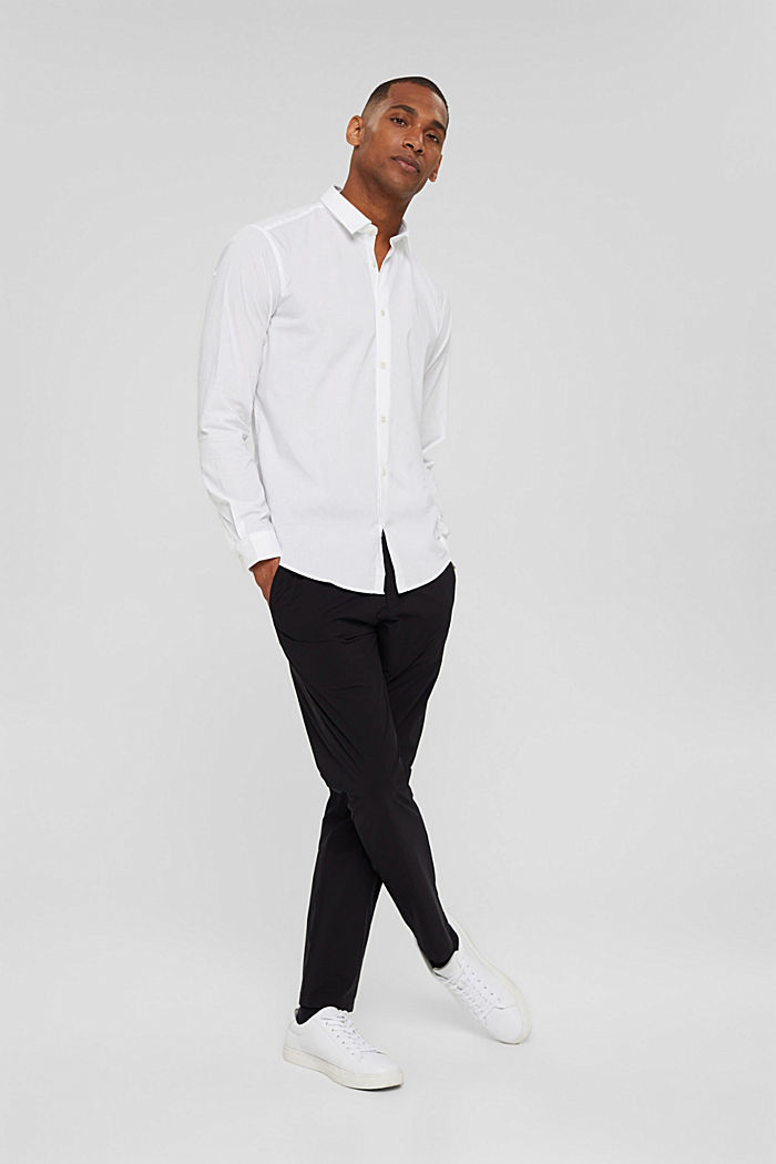 With linen/COOLMAX®: shirt with a versatile collar, WHITE, detail image number 5