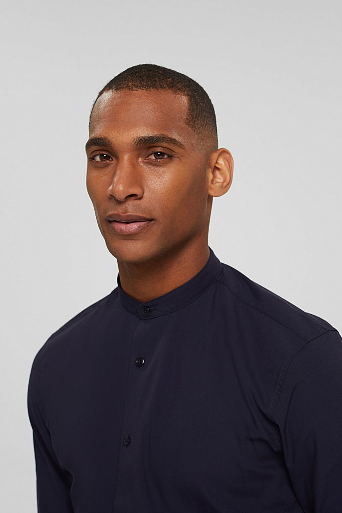 With linen/COOLMAX®: shirt with a versatile collar, NAVY, detail image number 6