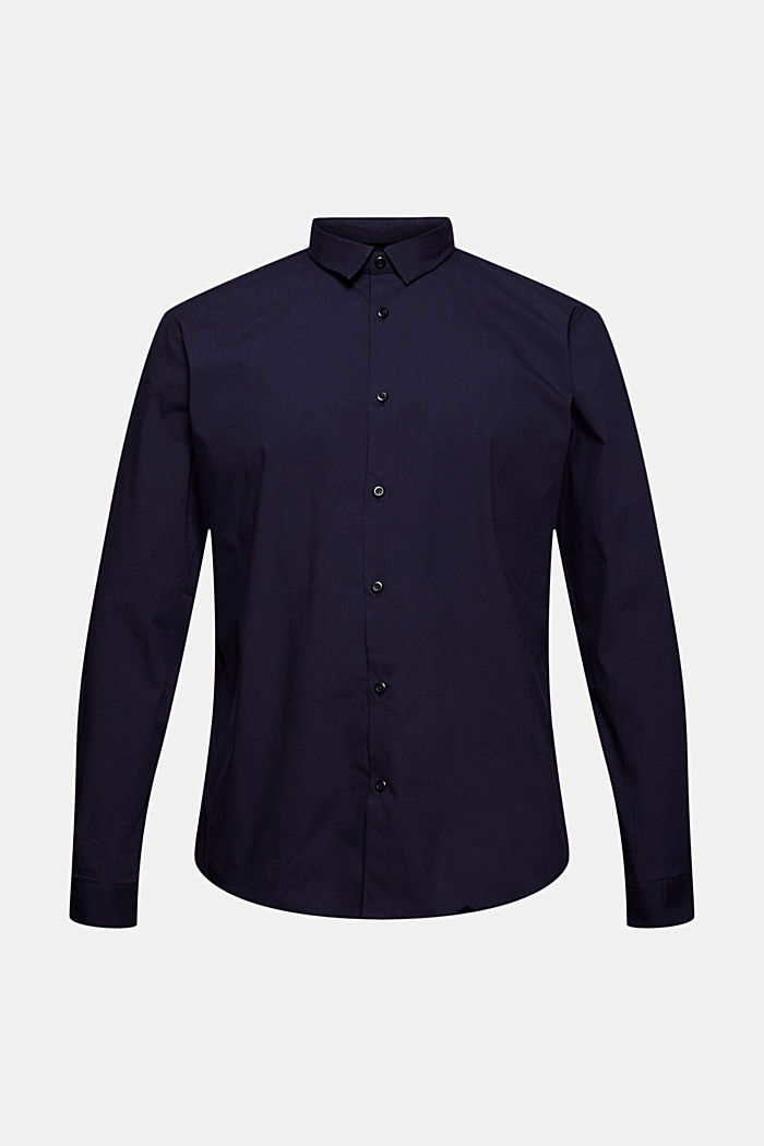 With linen/COOLMAX®: shirt with a versatile collar, NAVY, overview