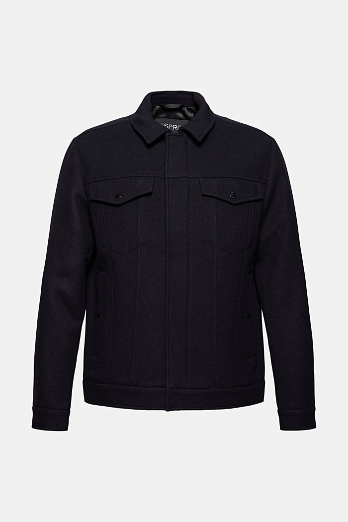 Responsible wool: jacket with RWS wool, DARK BLUE, overview