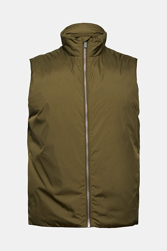Recycled: quilted body warmer with down filling, LIGHT KHAKI, overview