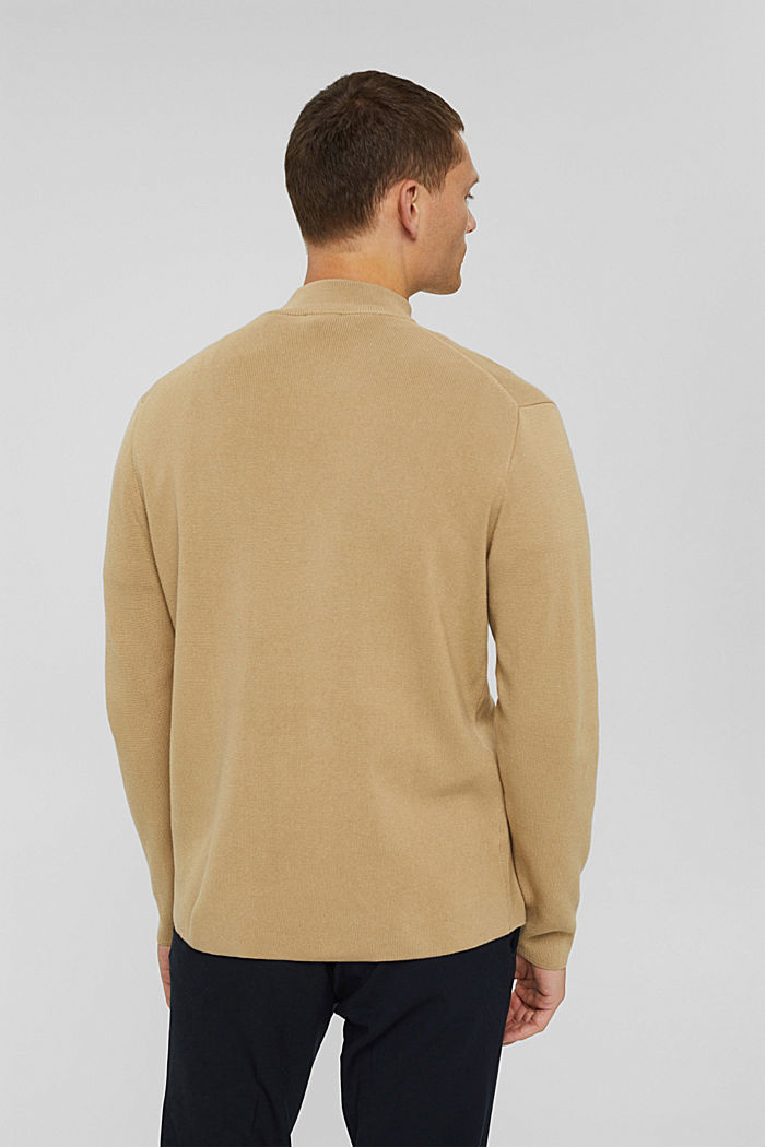 Zip-neck jumper made of 100% Pima cotton, BEIGE, detail image number 3