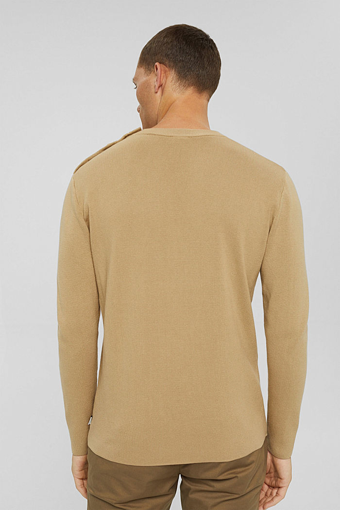 Jumper with a button placket, 100% cotton, BEIGE, detail image number 3