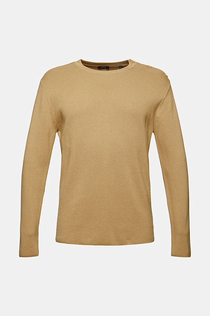 Sweter z listwą guzikową, 100% bawełny, BEIGE, detail image number 6