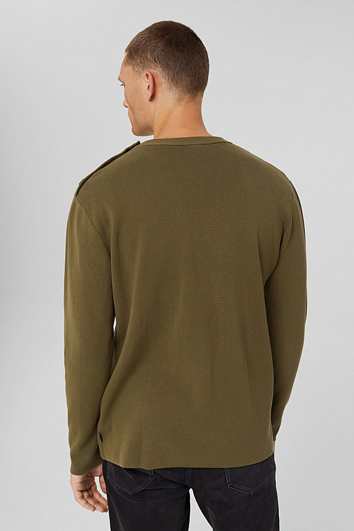 Sweter z listwą guzikową, 100% bawełny, LIGHT KHAKI, detail image number 3