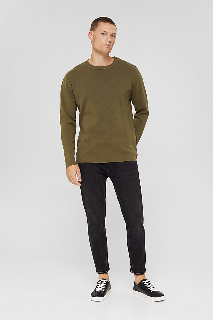 Sweter z listwą guzikową, 100% bawełny, LIGHT KHAKI, detail image number 1