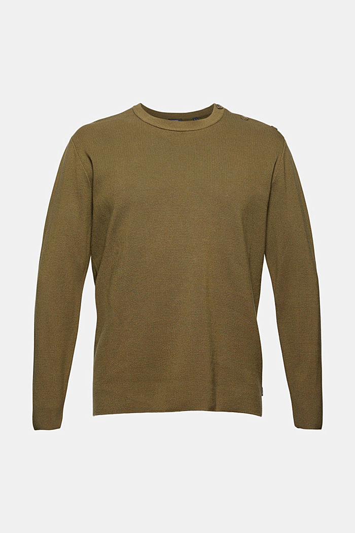 Sweter z listwą guzikową, 100% bawełny, LIGHT KHAKI, detail image number 5