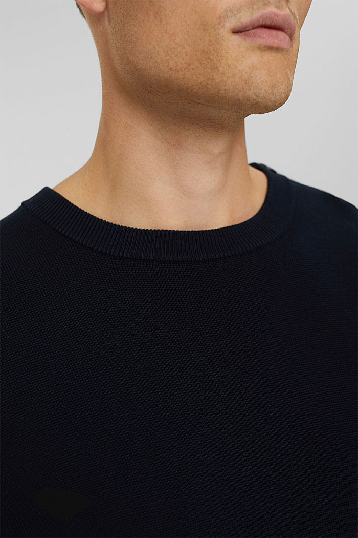 Jumper with a button placket, 100% cotton, NAVY, detail image number 2