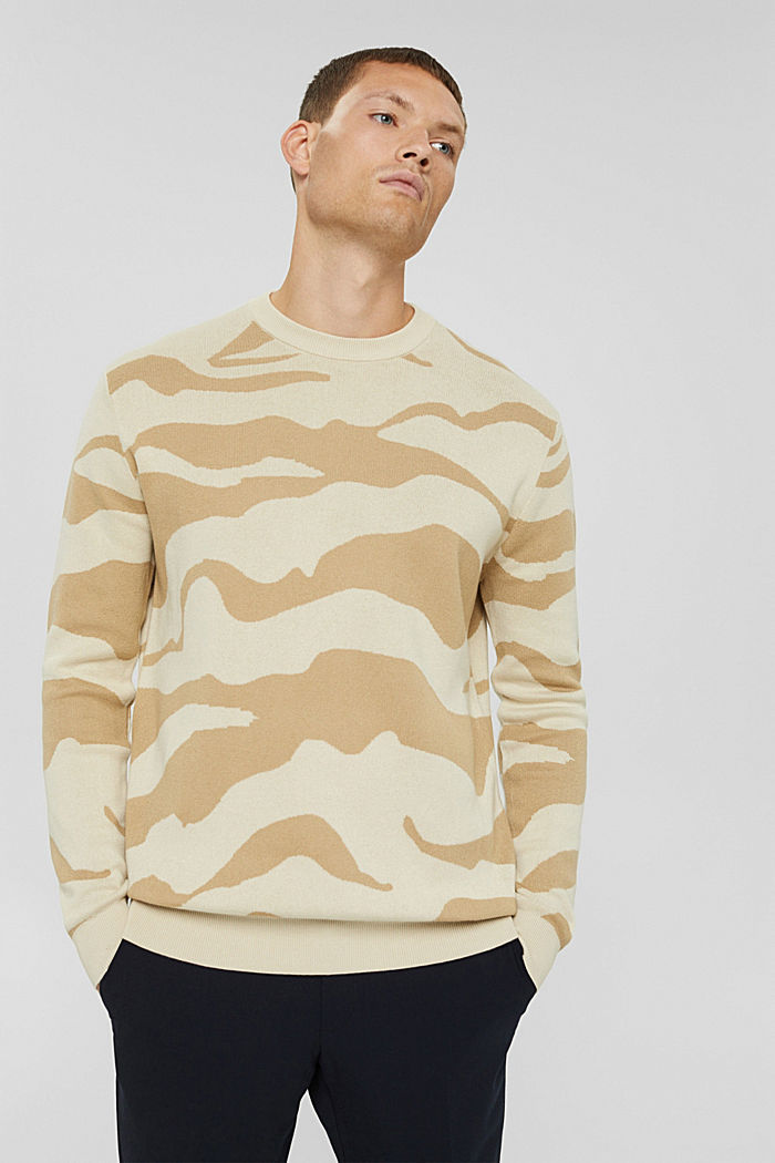 Patterned jumper made of pima cotton, LIGHT BEIGE, detail image number 0