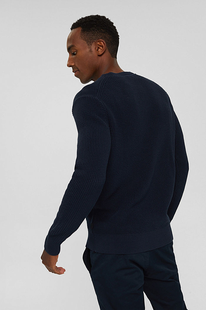 Dzianinowy sweter z bawełny pima, NAVY, detail image number 3