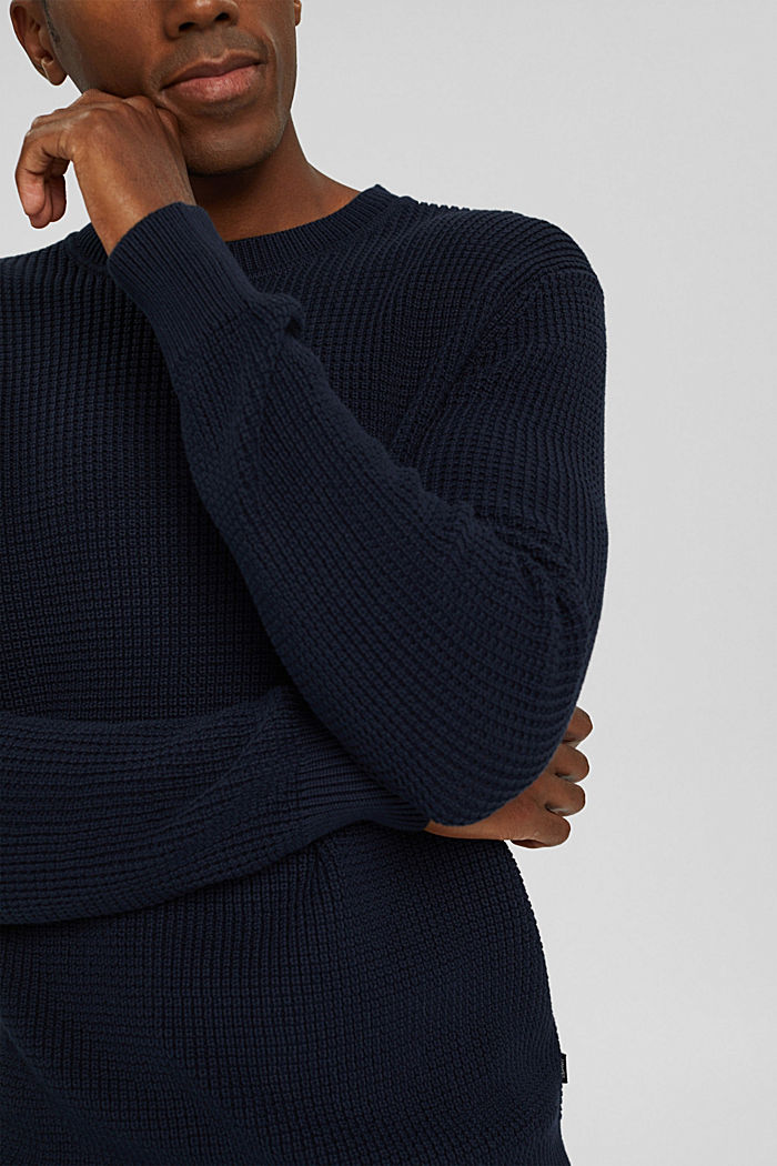 Knitted jumper in pima cotton, NAVY, detail image number 2