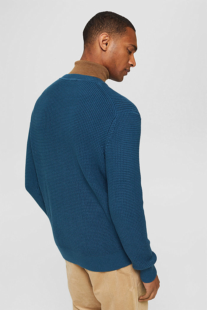 Knitted jumper in pima cotton, PETROL BLUE, detail image number 3