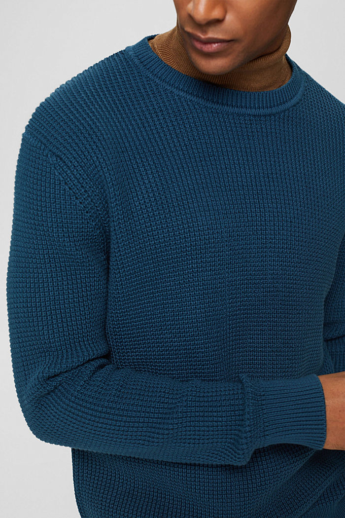 Knitted jumper in pima cotton, PETROL BLUE, detail image number 2