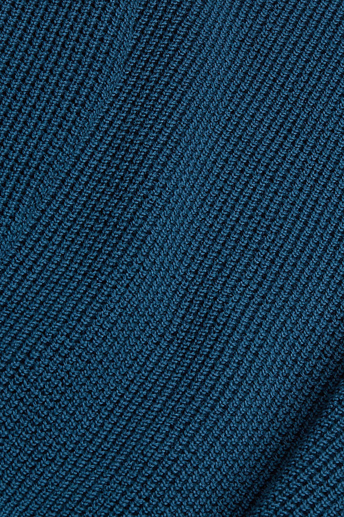 Gebreide trui van pima katoen, PETROL BLUE, detail image number 4