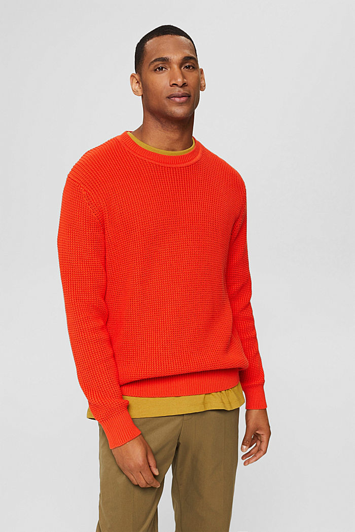 Knitted jumper in pima cotton, ORANGE, detail image number 0