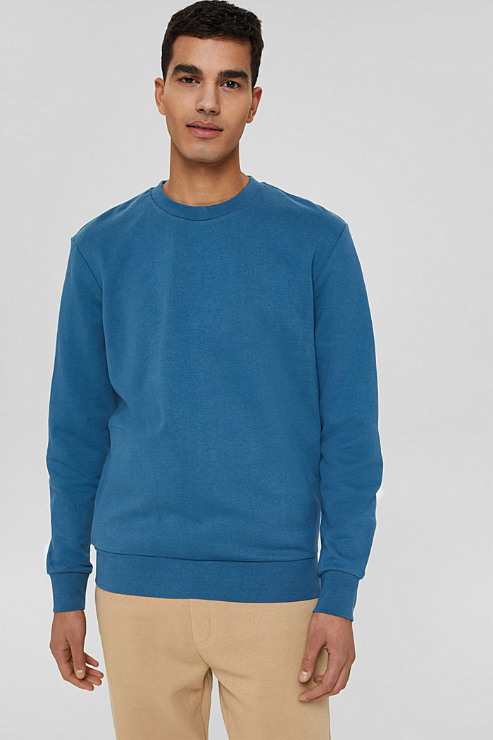 Cotton blend sweatshirt with TENCEL™, TEAL BLUE, detail image number 0
