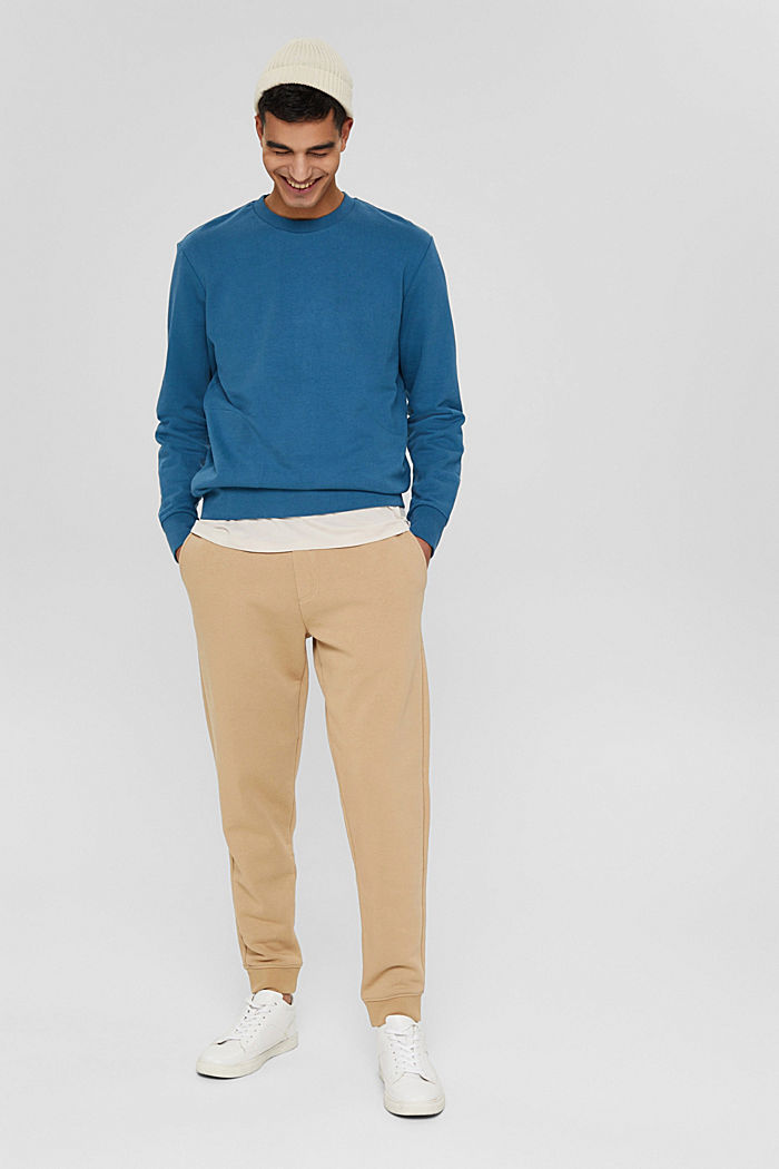 Cotton blend sweatshirt with TENCEL™, TEAL BLUE, overview