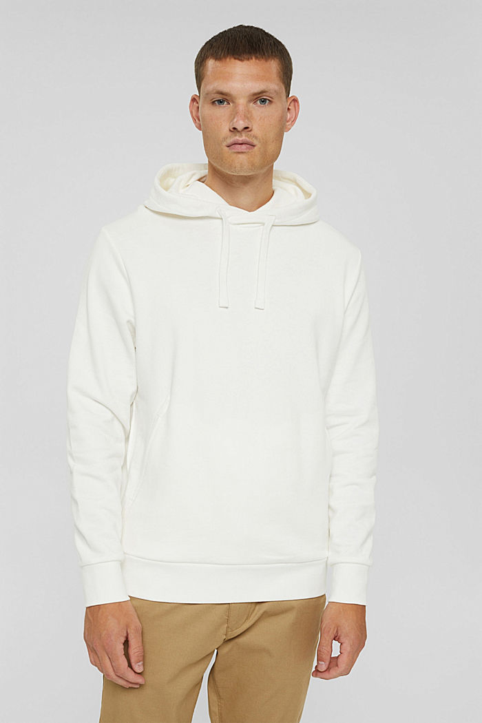 Hooded sweatshirt in blended cotton with TENCEL™, OFF WHITE, detail image number 0