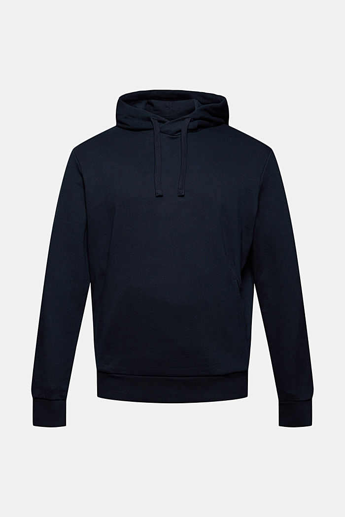 Hooded sweatshirt in blended cotton with TENCEL™, NAVY, overview
