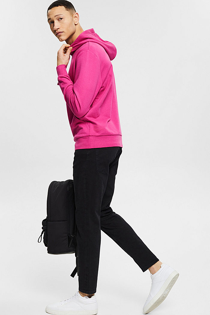 Hooded sweatshirt in blended cotton with TENCEL™, BLUSH, overview
