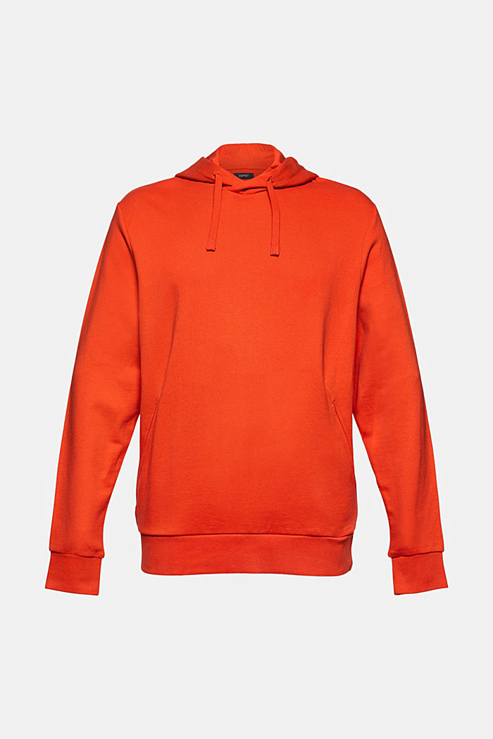 Hooded sweatshirt in blended cotton with TENCEL™, ORANGE, overview