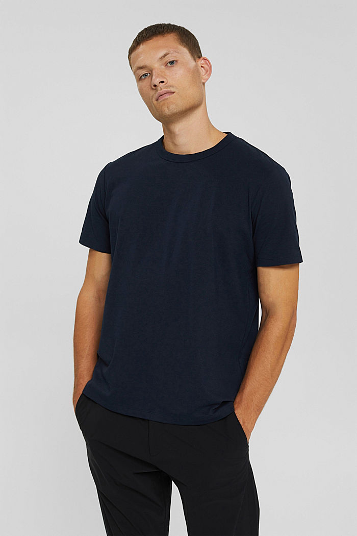 Jersey T-shirt with COOLMAX®, organic cotton, NAVY, detail image number 0