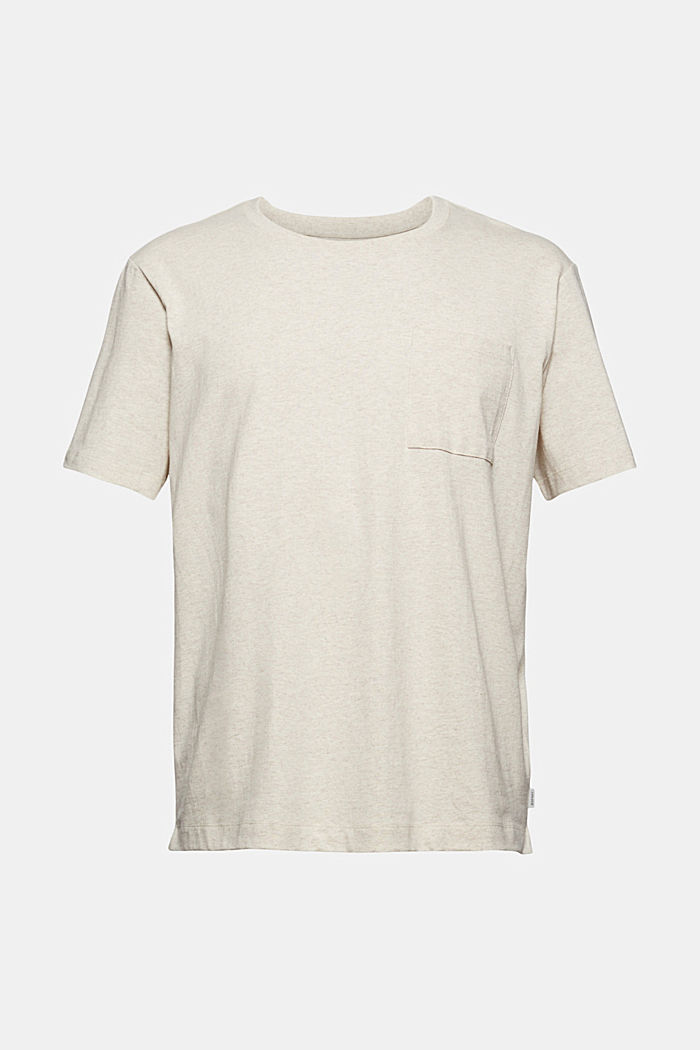 Jersey T-shirt with a pocket, organic cotton, LIGHT BEIGE, overview