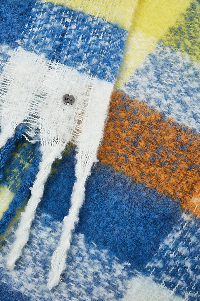 格紋圈紗圍巾, 藍色, detail-asia image number 1