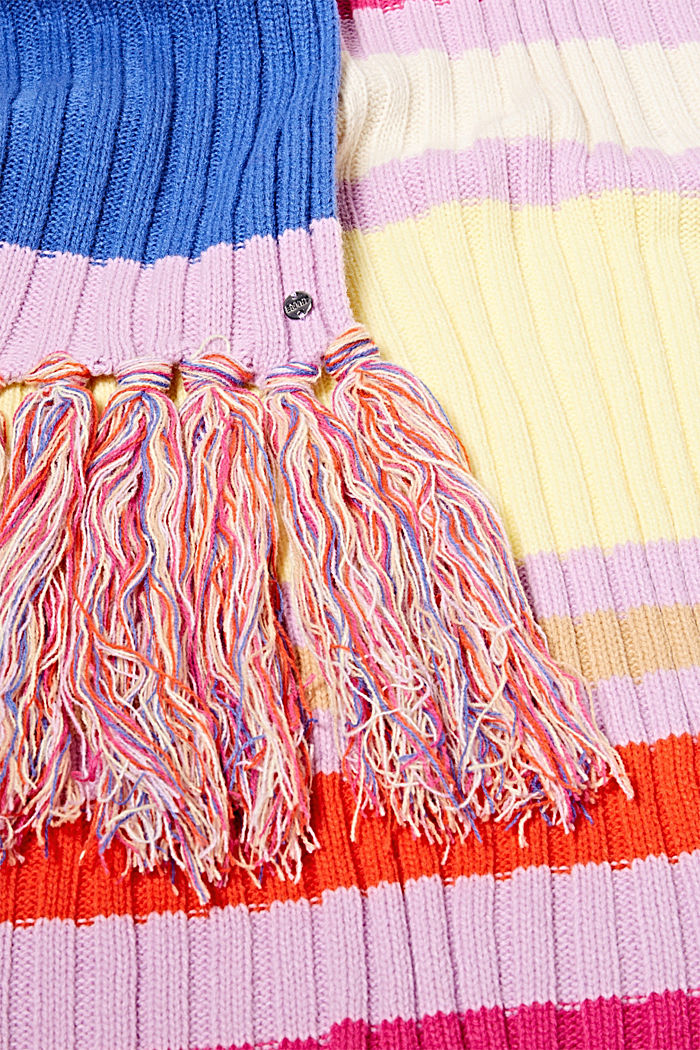 Fringed scarf with coloured stripes, PINK FUCHSIA, detail-asia image number 1