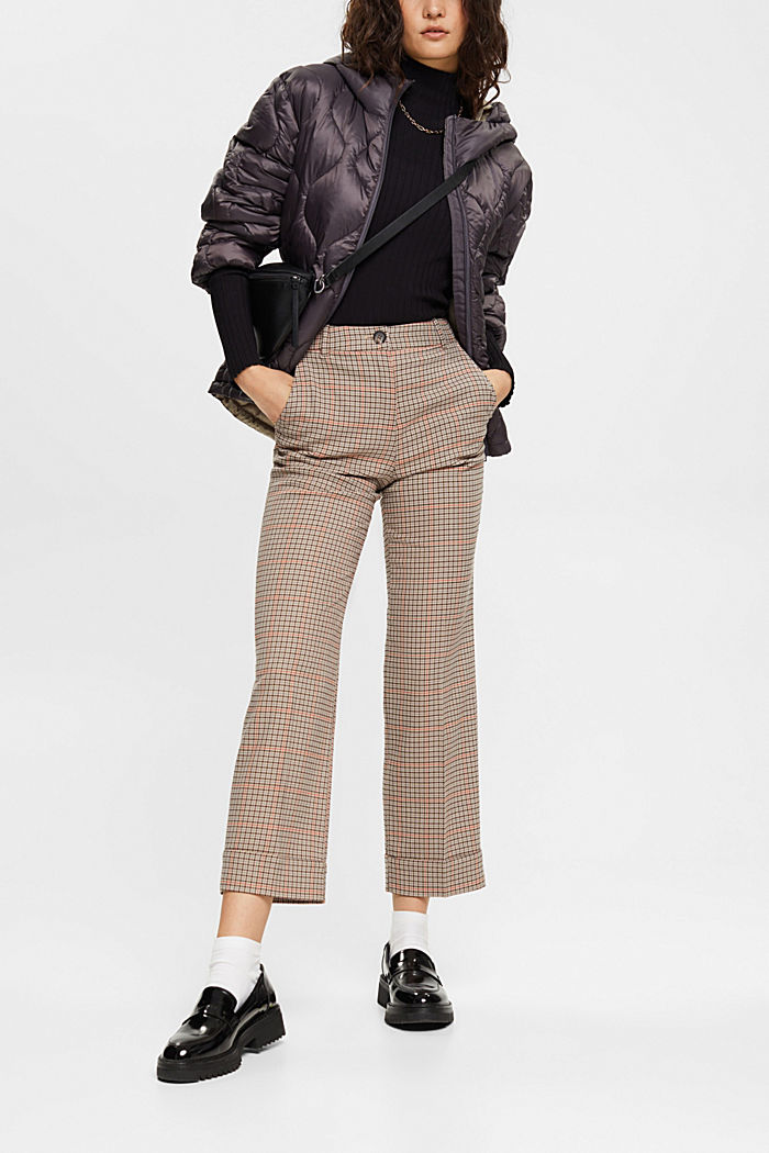 High-rise checked trousers