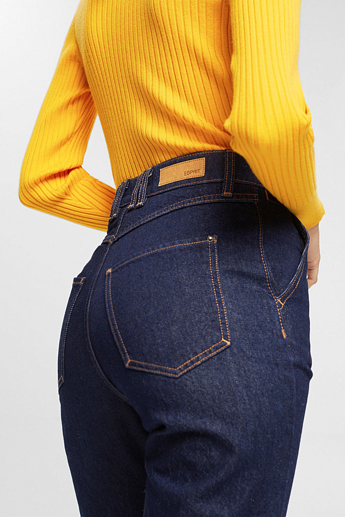 High-rise straight leg jeans, BLUE RINSE, detail-asia image number 4