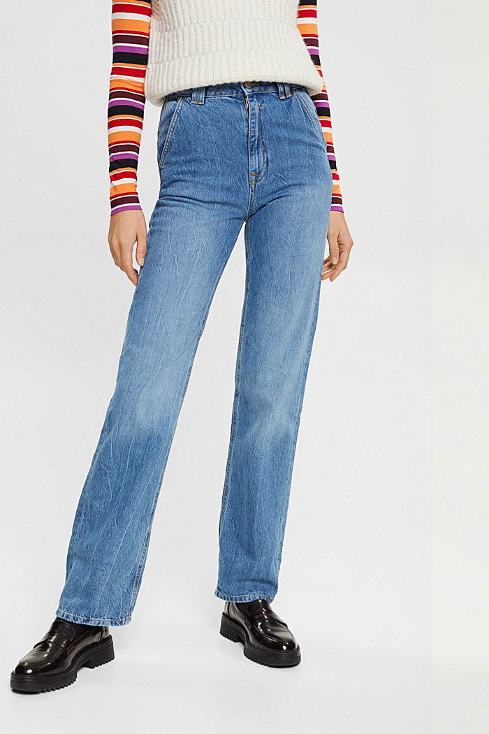 High-rise straight leg jeans, BLUE MEDIUM WASH, detail-asia image number 0