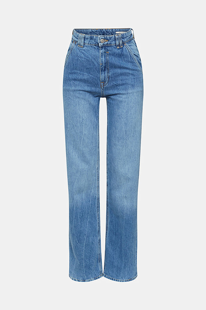 High-rise straight leg jeans, BLUE MEDIUM WASH, detail-asia image number 7