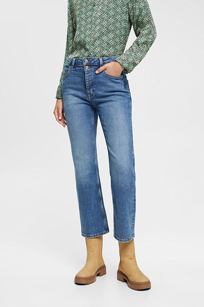 Mid-rise kick flare jeans, BLUE MEDIUM WASHED, detail-asia image number 0
