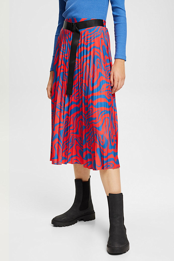 Graphic print midi skirt, RED, detail-asia image number 0
