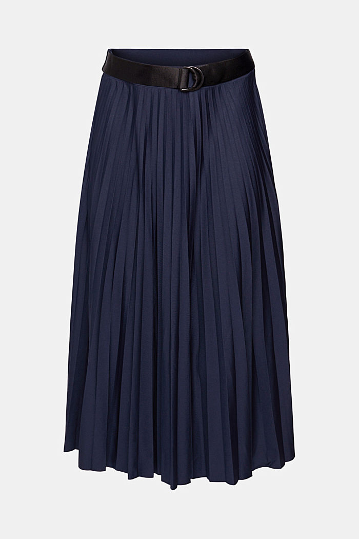 Pleated skirt with belt, NAVY, detail-asia image number 6