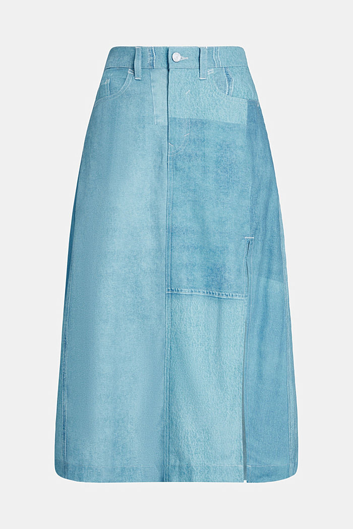 Denim Not Denim print skirt, BLUE MEDIUM WASHED, detail-asia image number 4