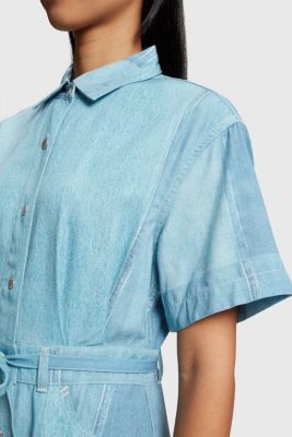 Denim Not Denim print shirt dress, BLUE MEDIUM WASHED, detail-asia image number 2