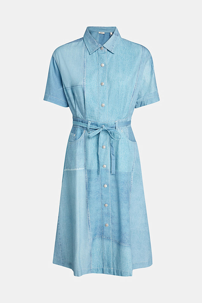 Denim Not Denim print shirt dress, BLUE MEDIUM WASHED, detail-asia image number 4