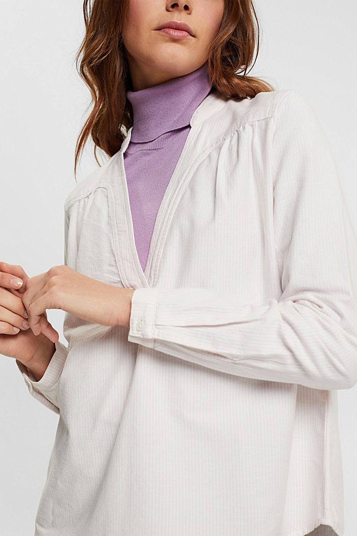 Long sleeved oxford striped blouse, OFF WHITE 3, detail-asia image number 2