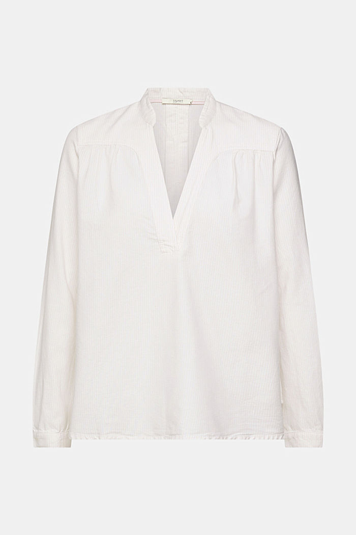 Long sleeved oxford striped blouse, OFF WHITE 3, detail-asia image number 5