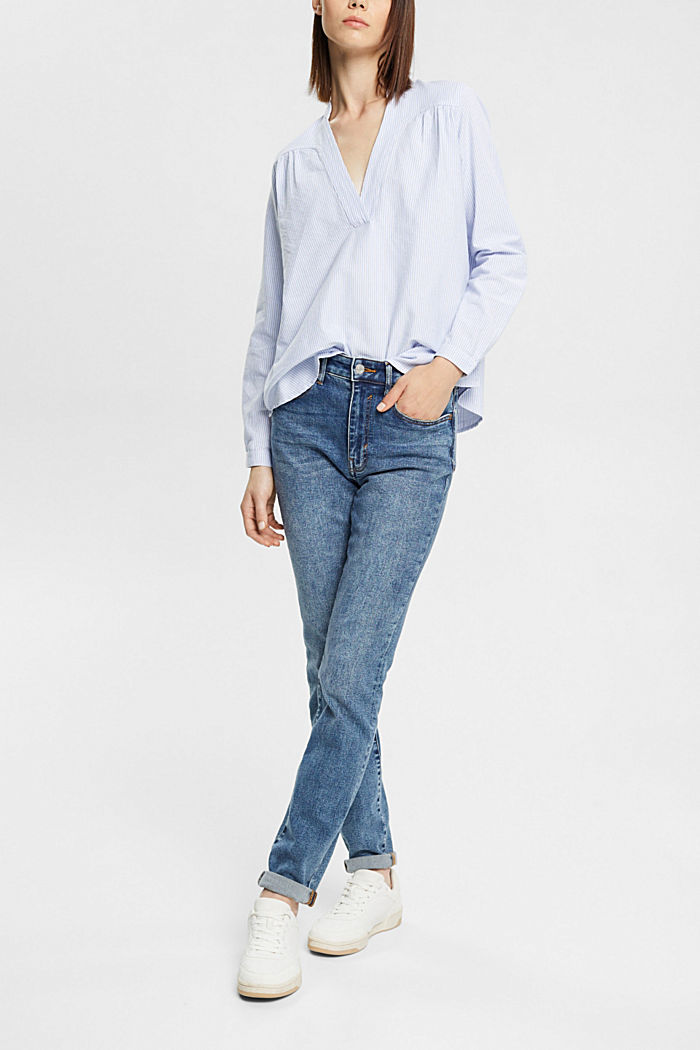 Long sleeved oxford striped blouse, LIGHT BLUE 3, detail-asia image number 4