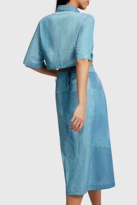 Denim Not Denim print blouse, BLUE MEDIUM WASHED, detail-asia image number 2