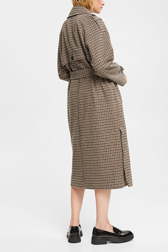 Checked wool blend coat, BARK, detail-asia image number 3