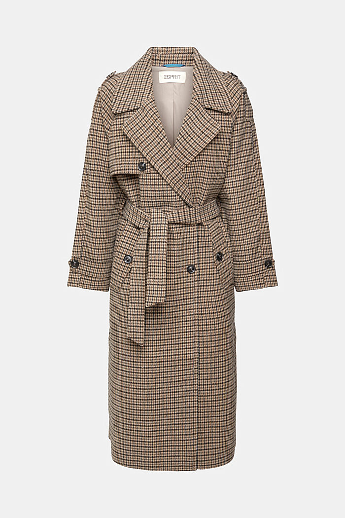Checked wool blend coat, BARK, detail-asia image number 5
